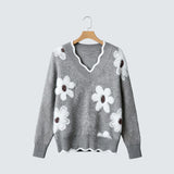 Karin | Elegantne V-kaelusega lilleline sviiter
