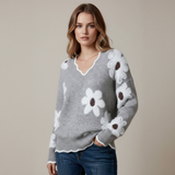 Karin | Elegantne V-kaelusega lilleline sviiter