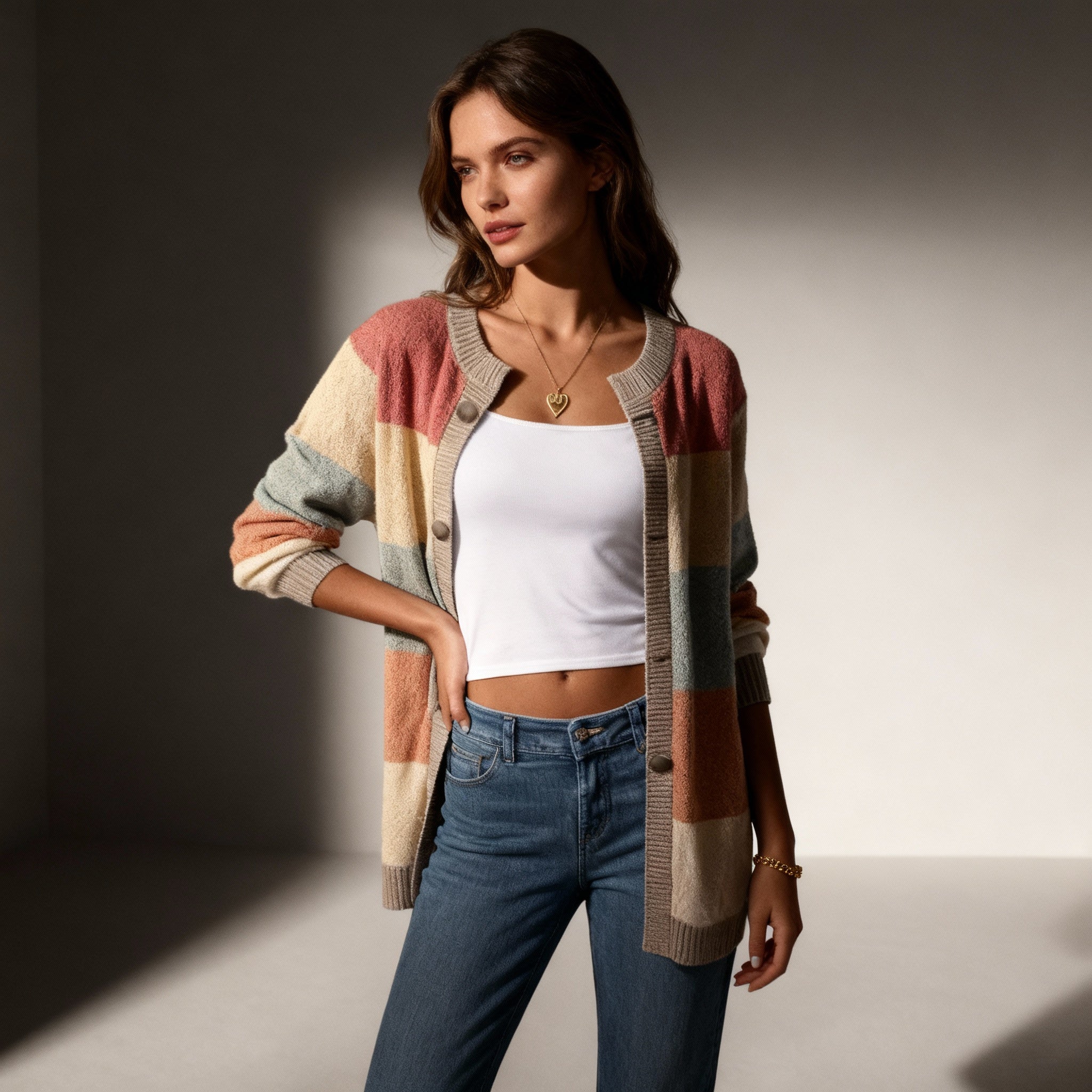 Lenka | Elegantne triibuline kardigan