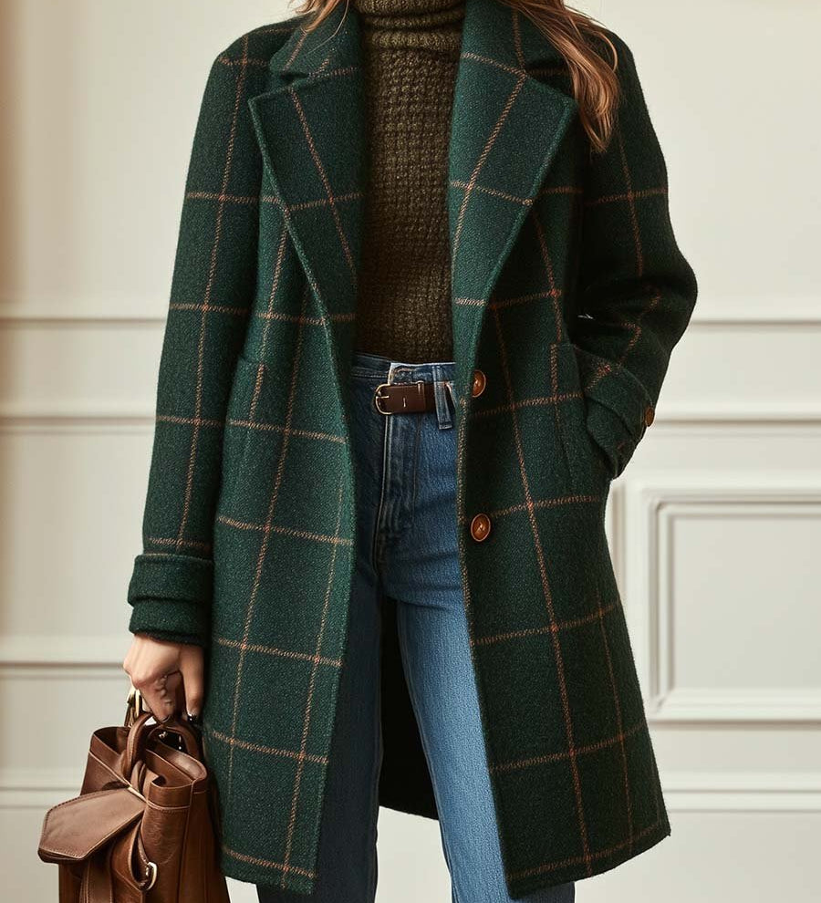 Florencia™ | Retrohõnguline ruuduline tviidmantel