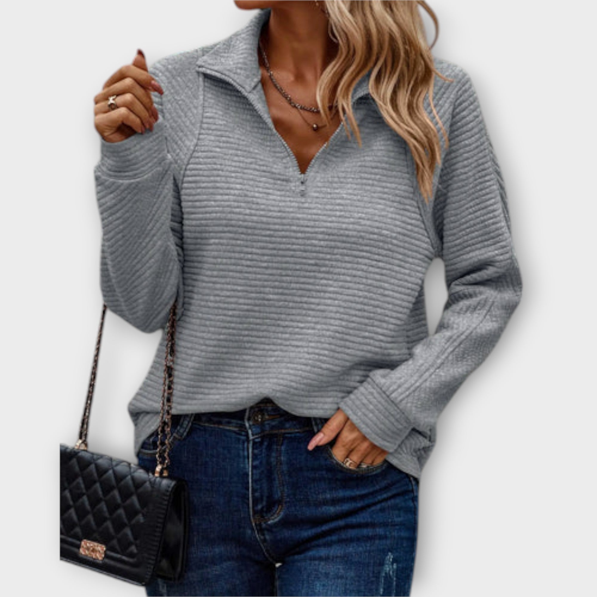 Lenka | Elegantne Polo Lukuga Kampsun