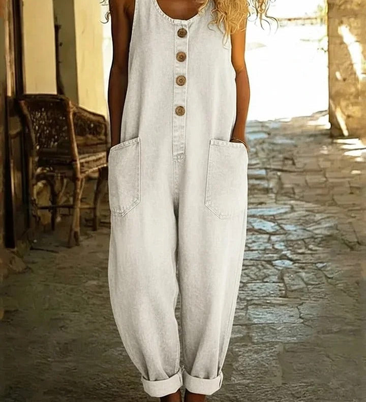 Audra | Vintage pestud puuvillane teksakombinesoon