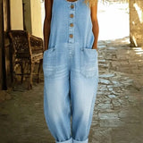 Audra | Vintage pestud puuvillane teksakombinesoon